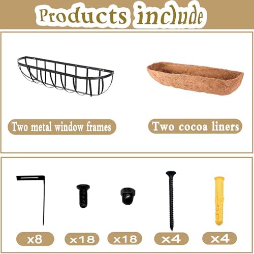 2pack 16-inch Window Sill Window Railing Planters with Cocoa Liner for Outdoor Balconies, Porches, Fences, Patio Railings - Image 4