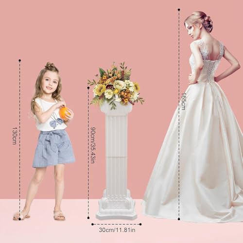 4Pcs Wedding Roman Column, Wedding Landscaping Plastic Roman Pillar Artistic Roman Column Statue Party Flowerpot Holder Wedding Event Decorative Columns for Wedding Party Celebration Decor - Image 3
