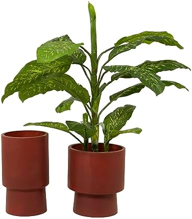 Deco 79 Magnesium Oxide Planter, Set of 2 17", 14" H, Red by Unknown