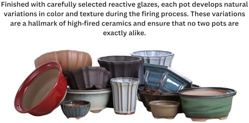 Willow Bonsai Ceramics Flower Design Bonsai Pot 10 Inch – Elegant Ceramic Bonsai & Succulent Pot, High‑Fired Frost‑Proof Stoneware with Drainage+Wiring Holes, Handmade USA (Deep Stone, 10inch) - Image 7