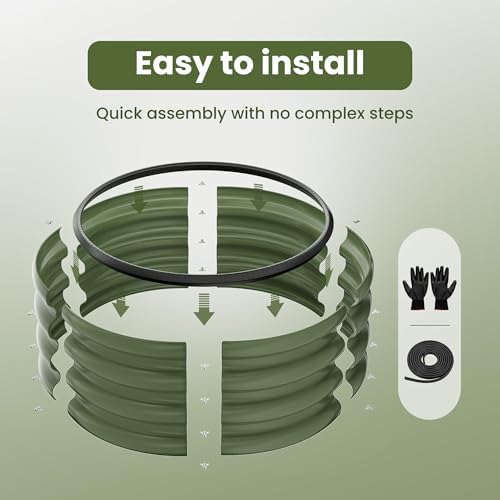 ZXZYHFTY Round Raised Garden Bed Set, 1 Pack, 2 x 2 x 1 Ft, Green - Image 6