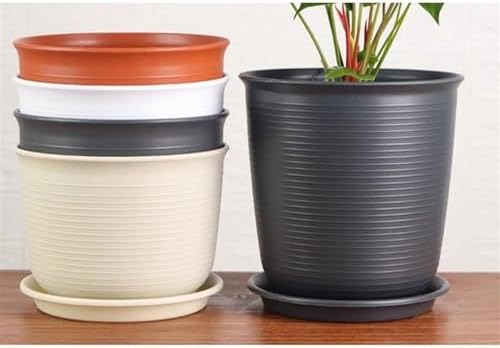 Indoor/Outdoor Plant Pot, Thickened Resin Plastic Flower Pots Succulent Pots Creative Round Large Flower Pots Balcony,Home Decor,Plant Lover Gift (Color : Black 4pcs, Size : Small) - Image 7