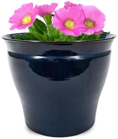 Headwind Glazed Ironstone Avery Collection Decorative Plant Pot – 10" Midnight Sapphire Glazed Decorative Pot – Lightweight & Durable Flower Pots for Indoor Plants - Outdoor Planter by Robert Allen by Headwind