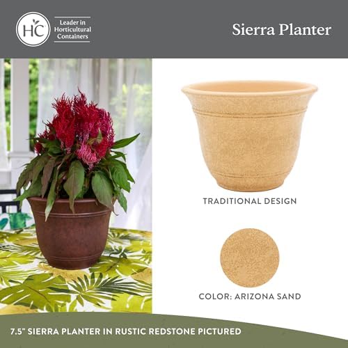 The HC Companies Sierra Round Self-Watering Pot - Lightweight Plastic Planter for Herbs & More - Durable Plant Pots for Indoor Plants & Outdoor Plants (13” Arizona Sand, Pack of 2) - Image 2