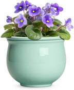 8 Inch Self Watering Planter, Ceramic Plant Pots, Mint Green by Teagas