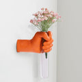 Orange Wall Sculptures, Hand Vases Home Decor, Wall Mount Art Sculpture, Unique Wall Art Statue, Funky Flower Vase Decorations, Modern Eclectic Hanging Decor,Glass Test Tube Vase (Orange) by XYQXYQ