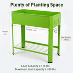 Green Elevated Metal Raised Garden Bed with Legs, Outdoor Raised Planter Box, 7.9" Deep Q235 Steel Raised Planter with Drainage, 2 Hooks & Bottom Storage Shelf for Patio, Yard, Herbs, Vegetables - Image 2