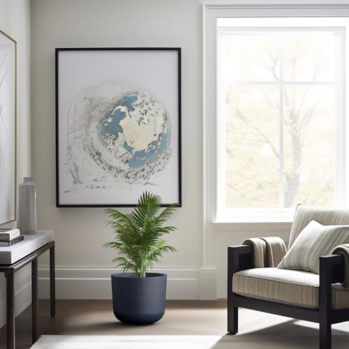 Kante Modern Home Minimalist 13.2" Dia Charcoal Concrete Capsule Planter - Image 3