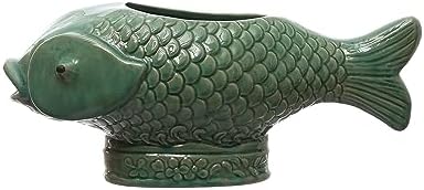 Creative Co-Op Debossed Stoneware Fish Planter with Reactive Glaze, Turquoise by Unknown