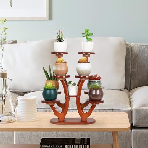 9 Tier Bamboo Plant Stand Indoor, Windowsill Small Succulent Shelf - Image 6