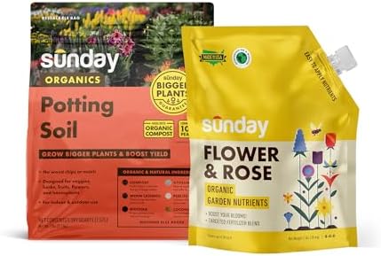 Sunday Organic Potting Soil & Flower Plant Food Bundle, OMRI Listed by SundayYardandGarden