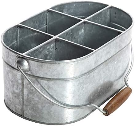 Hosley Galvanized Carry All Kitchen Utensil Caddy Serve Ware 13 Inch Long. Ideal for Floral Arrangements Party Garden Patio. O4 by HOSLEY