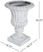 Christopher Knight Home Stella Outdoor Urn Planter with Drainage Hole, Mid-Century Modern Garden Urn, Large Garden Pot, Floral Relief Design, Sturdy MGO Outdoor Planter, Flower Urn, Antique White - Image 3