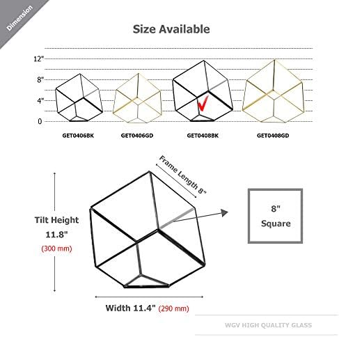 WGV Geometric Planter Terrarium, Width 11.5" Height 12" Clear Glass Black Frame DIY Succulent air Plant Miniature Fairy Garden Windowsill Tabletop Decor, Tilted Cube 1 Piece - Image 2