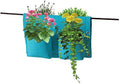 VegTrug Balcony Planter, 4-Pocket Rail Planter, Planter with Lined Surface for Moisture Retention, Versatile and Convenient, 16.54" x 22.83" x 3.94", Blue by VegTrug