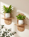 Couesy Set of 2 Wicker Wall Plant Holder, Rattan Wall Shlef Boho Room Decor by WEAVECOMFORTINTOEVERYCORNER