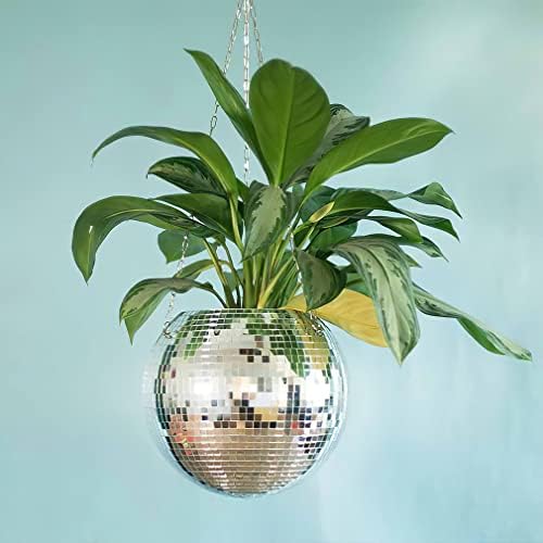 Disco Ball Planter,Disco Ball Plant Hanger,Mirror Disco Planter with Chain and Macrame Hanger,Boho Disco Ball Hanging Planter for Indoor Outdoor Plants,Home Decor (6inch, Pink) - Image 6