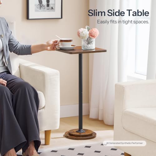 HOOBRO Drink Table, Small Square Pedestal Side Table for Small Spaces - Image 5