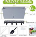 Window Box Planter 6 Pcs, 16.5 Inches Self Watering Rectangle Flower Plant Pots with Drainage Holes Trays, Vegetable Planters for Windowsill Patio Garden Balcony Porch Yard (Grey) - Image 5