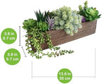 Winlyn 15" Assorted Artificial Succulent Arrangement Assorted Succulents in Rectangular Wooden Planter Faux Potted Plant for Farmhouse Table Centerpiece Windowsill Shelf Desk Mantel Greenery Décor - Image 2