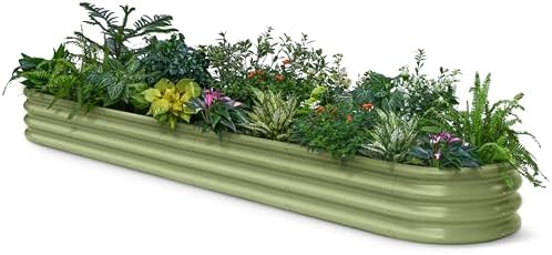Galvanized Raised Garden Bed 10x2x1 ft, 12" Tall Metal Planter Box by Annoell