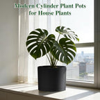 Plant Pots, 10/9/8 Inch 3 Pack Cylindrical Flower Pots with Drainage Holes and Saucers, Plastic Planters for Outdoor Indoor Plants,Black - Image 5
