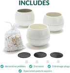 Willowy 3.5 Inch Small Succulent Pots - 3pk, Mini/Small White Ceramic Succulent Pots - No Plants Included - Image 3