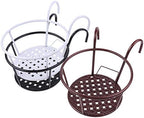Hanging Railing Planters Baskets Art Hanging Flower Stands Balcony Flower Pot Holders Plant Iron Racks Fence Metal Potted Stand Mounted Balcony Round Plant Basket Shelf Container Box,Garden Steel Pots - Image 3