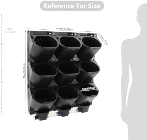 9 Pockets Greenstalk Vertical Planter, Wall Mounted Vertical Planter(Black) - Image 2
