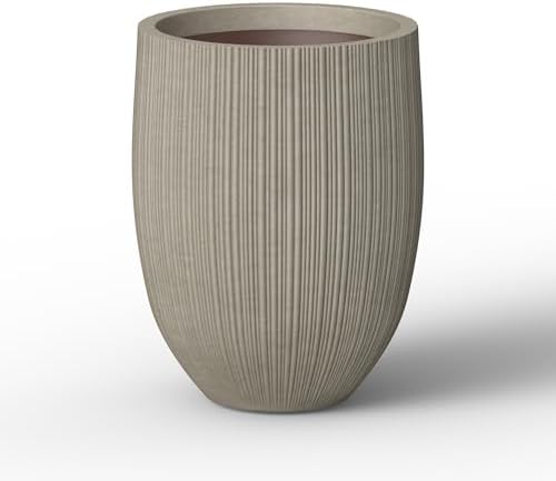 Kante Small Round Bullet Weathered Concrete Planter 21.7" Tall, Outdoor by Unknown