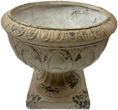 Antique White Garden Urn Planter 17.71" Wide Decorative Outdoor Indoor Flower Pot with Drainage Hole and Stopper, Magnesium Oxide Classic Plant Container for Patio Lawn Porch Entryway Garden Decor - Image 4