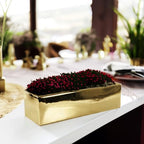 WGVI Long Rectangle Ceramic Planter Vase in Gold 12" x 4" x 4"H, Block Rectangular Terrarium Box Pot, Flower Arrangement, Table top Centerpiece, Home Decor Organization Storage Container, 6 Pcs. - Image 7