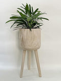 RISEON Handmade Mid Century Modern Wood Planter, Rustic Indoor Flower Pot Plant Stand,Large Floor Planter (Large) by YISSEN