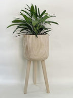 RISEON Handmade Mid Century Modern Wood Planter, Rustic Indoor Flower Pot Plant Stand,Large Floor Planter (Large) by YISSEN