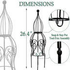 2-Pack Metal Garden Obelisk Trellis, 26.4" Butterfly Rose Plant Support - Image 3