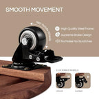 THYOI 2 Pack 14" Acacia Wood Plant Caddy with Lockable 360° Brown - Round - Image 3