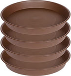 4 Pack of 14 inch Plant Saucer, Heavy Duty Round Plant Trays for Pots, Bird Bath Bowls, Plastic Plant Water Tray, Flower Plant Saucers for Indoors (14", Chocolate) by Bleuhome