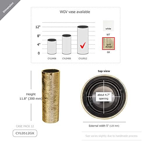 WGV Ceramic Cylinder Vase Width 5" Height 12" Elegant Unique Modern Matte Floral Container Planter Pot Centerpiece for Event Party Wedding Office Home Decor, Gold Textured 1 Piece - Image 2