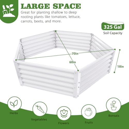 Anleolife 3-Bed 70x60x18in Hexagon Raised Garden Beds, Antique White - Image 2