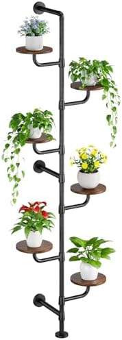 Plant Stand Indoor, Tall Wall Mounted Metal Pole, 6-Tier, C5 by CYXPHION