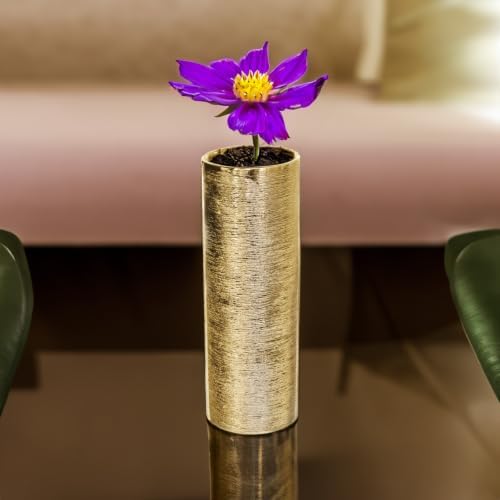 WGVI Gold Etched Ceramic Cylinder Vase, Width 4", Height 12", Flower Arrangements, Candle Holder, Terrarium Planter Pot, Storage Container Organizer, Pen Brush Holder, 1 Piece - Image 3