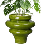 Ceramic Pot for Plants 11 Inch - Plant Pot for Indoor Outdoor, Decorative Bonsai Planter with Drainage Hole, Flower Pots for Office, Gift for Men Women, Green by Teagas