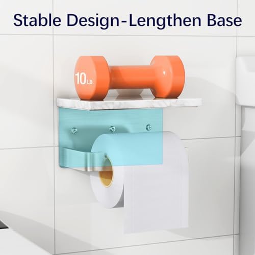 Gypie Toilet Paper Holder with Marble Shelf, Wall Mounted Brushed Nickel - Image 2
