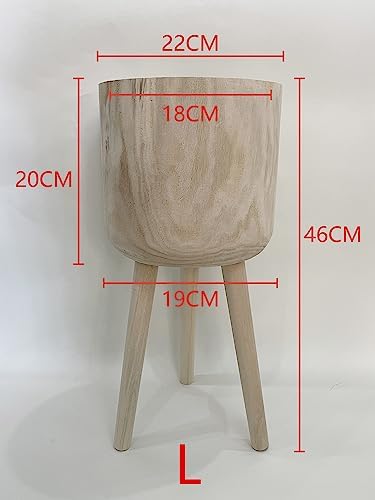 RISEON Handmade Mid Century Modern Wood Planter, Rustic Indoor Flower Pot Plant Stand,Large Floor Planter (Large) - Image 5