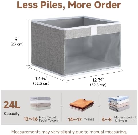 StorageWorks Closet Organizer Bins with Clear Window, Gray, 12.75x12.75x9 - Image 2