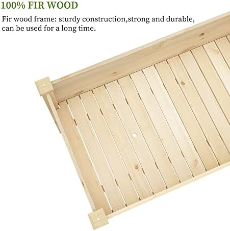 BIRASIL Outdoor Wood Raised Garden Bed, Elevated Reinforced Large Planter Box with Storage Shelf for Vegetable Flower Backyard Patio Gardening Balcony (48”L, Natural Wood) - Image 5