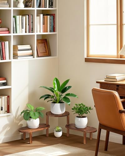 3 Tier Wooden Plant Stand Indoor, Adjustable Corner Flower Stand - Image 6