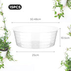 Hoolerry 15 Pcs Plastic Plant Saucer Clear Deep Tray, 12 Inch - Image 2