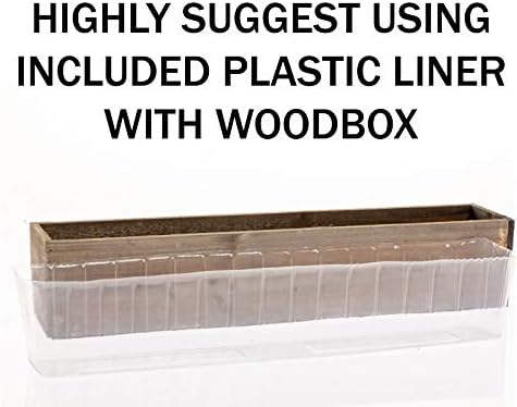 20" Rectangular Rustic Wood Planter with Handle and Plastic Liner l Rustic Barn Wood l Country Style, Home and Wedding Decorations, Garden Ornaments (20x4 w Handle Set of 2, Natural) - Image 6