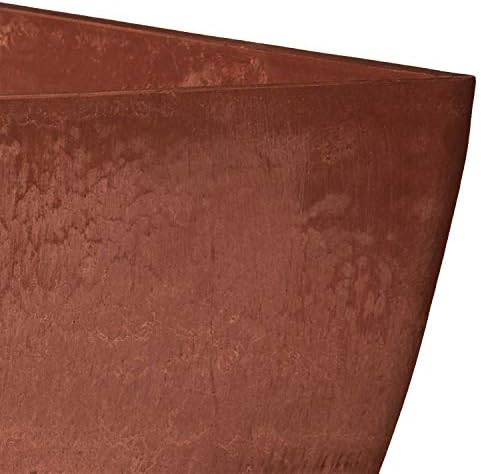 PSW Pot Collection FB40TC 16x13 inch Plastic/Stone/Wood Composite Square Planter – No Drainage Hole (Drillable), Modern Indoor/Outer Pot for Flowers, Foliage, Fairy Gardens, Terra Cotta Color - Image 3